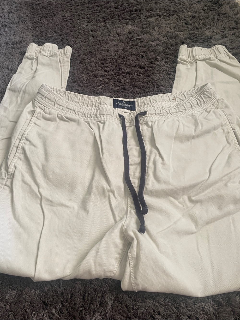 American Eagle Outfitters Off-White Drawstring Chinos